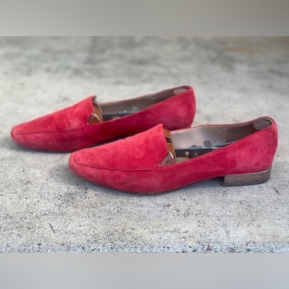 Naturalizer Shoes - Naturalizer Clea Red Suede Loafer, silver heels, sized‎ 10